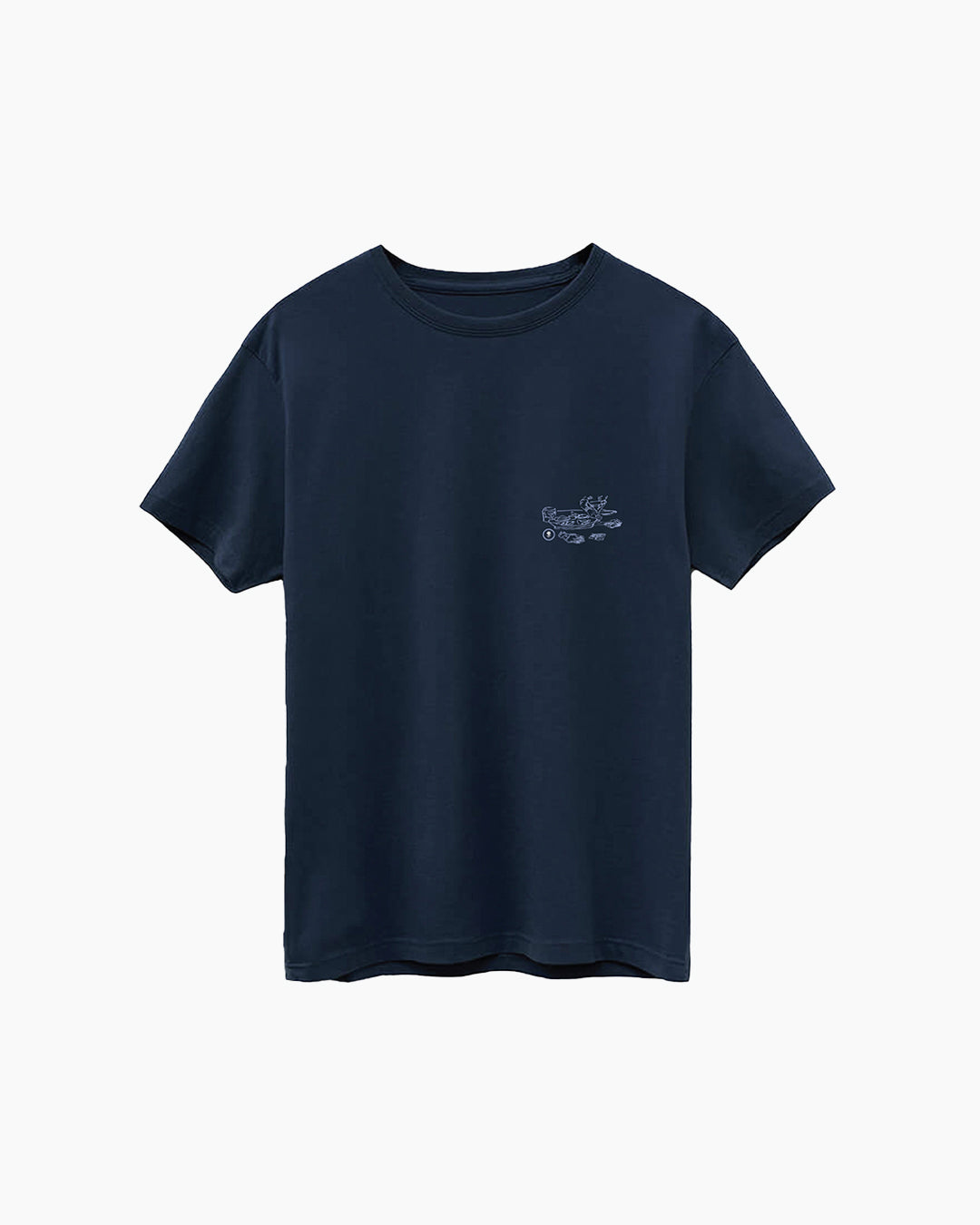 Money's Tee front view — navy graphic golf tee by Fiori Golf