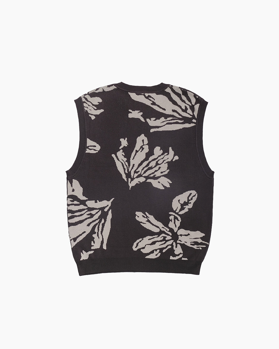 Flower Knit Vest back view — oversized flower-knit golf vest by Fiori Golf