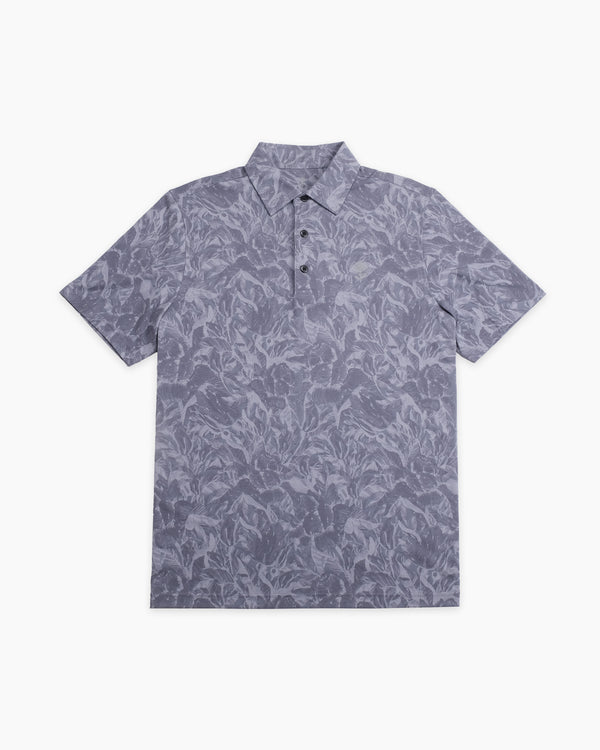 Phantom Polo front view — blue graphite Coolcore performance polo by Fiori Golf