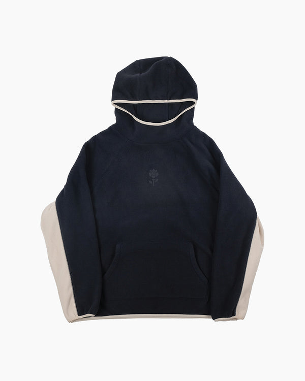 Tech Hoodie front view — navy blue lightweight fleece golf hoodie by Fiori Golf